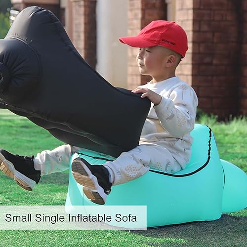Miniatura 2 de Silla inflable, pequeño sofá inflable individual, tumbona plegable, sofá de aire portátil para estar en interiores, tienda de campaña, actividades