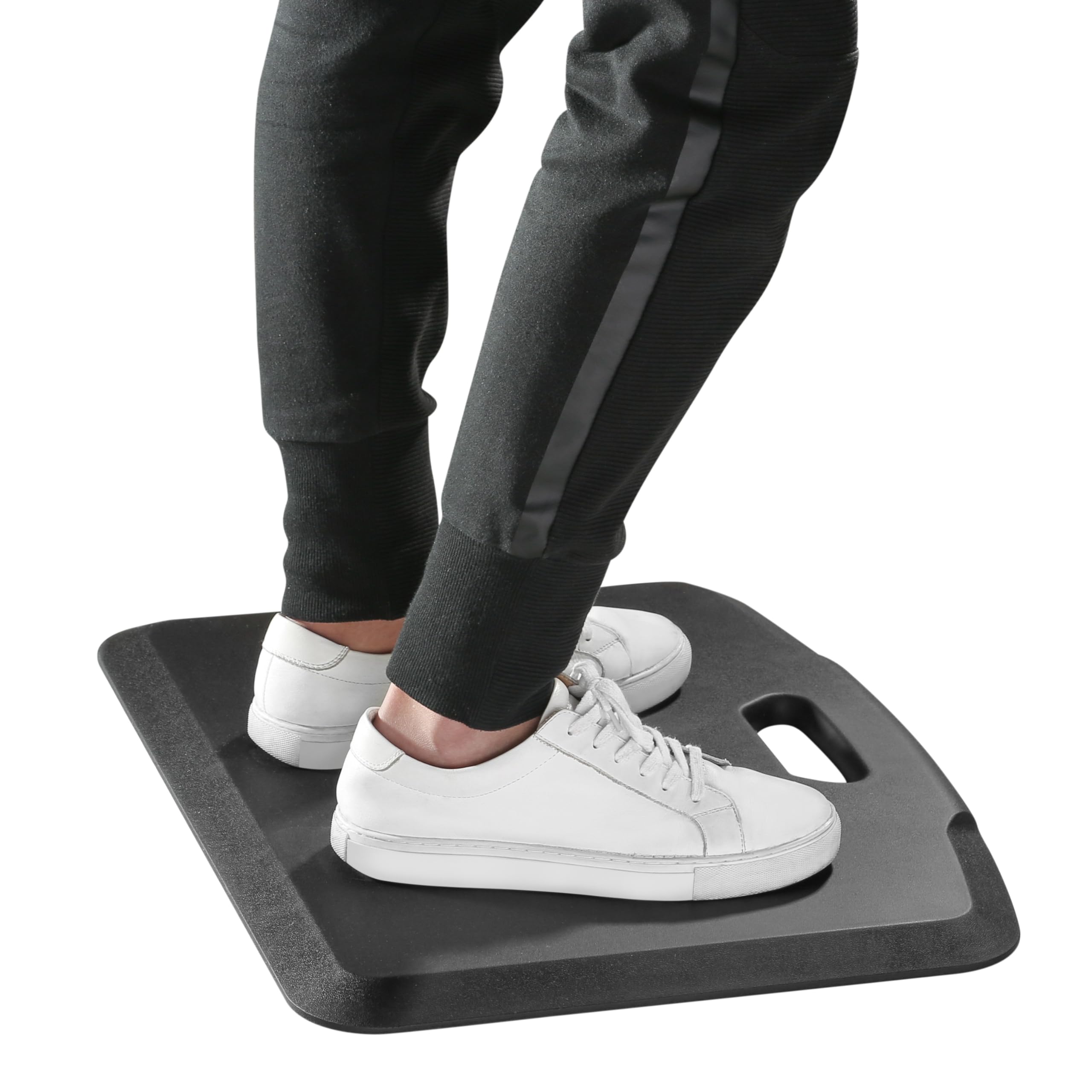 Properav Black Rubberised-Gel Foam Anti-Fatigue Standing Desk Mat