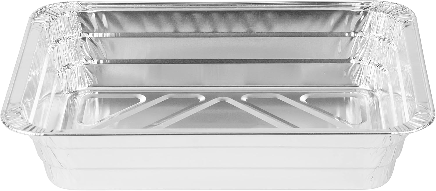 PARTY BARGAINS 2.25 Lb. Aluminum Pans with Lids - 20 Pack 8" x 6" Disposable Roasting and Steam Table Pans with Board Lids Sets for Catering, Take-Out, Meal Prep (Max 240°C)