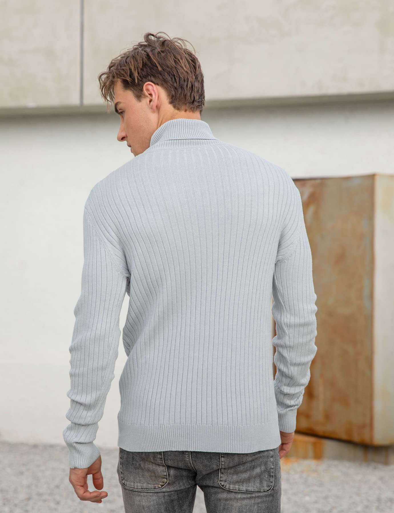 AIDEAONE Maglione Dolcevita da Uomo Maglione Casual a Costine Slim Fit a Maglia Collo Alto Pullover Dolcevita