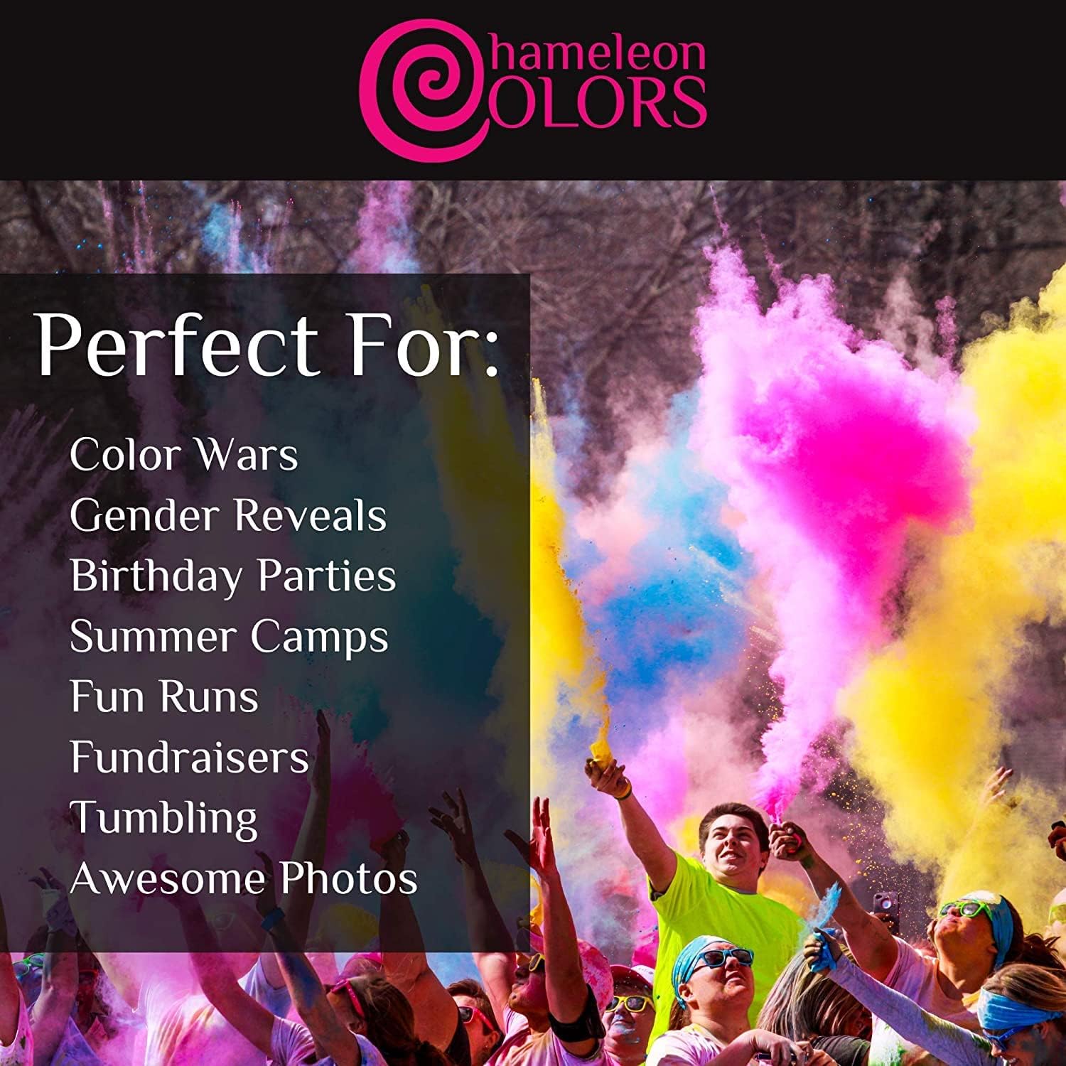 Chameleon Colors 25 lb. Color Powder - 1 Pack - Vibrant Blue Color - for 15-20 People - Non-Toxic & Gluten-Free - for Holi, Color Wars, Fun Run, Gender Reveal, Summer Camp & More