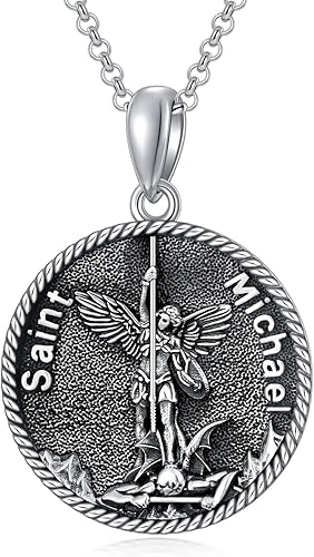 925 Sterling Silver Poseidon TridentBaphomet HornedValnkutSpartan WarriorSt MichaelChristopherGeorge Necklace The Archangel Protection Amulet