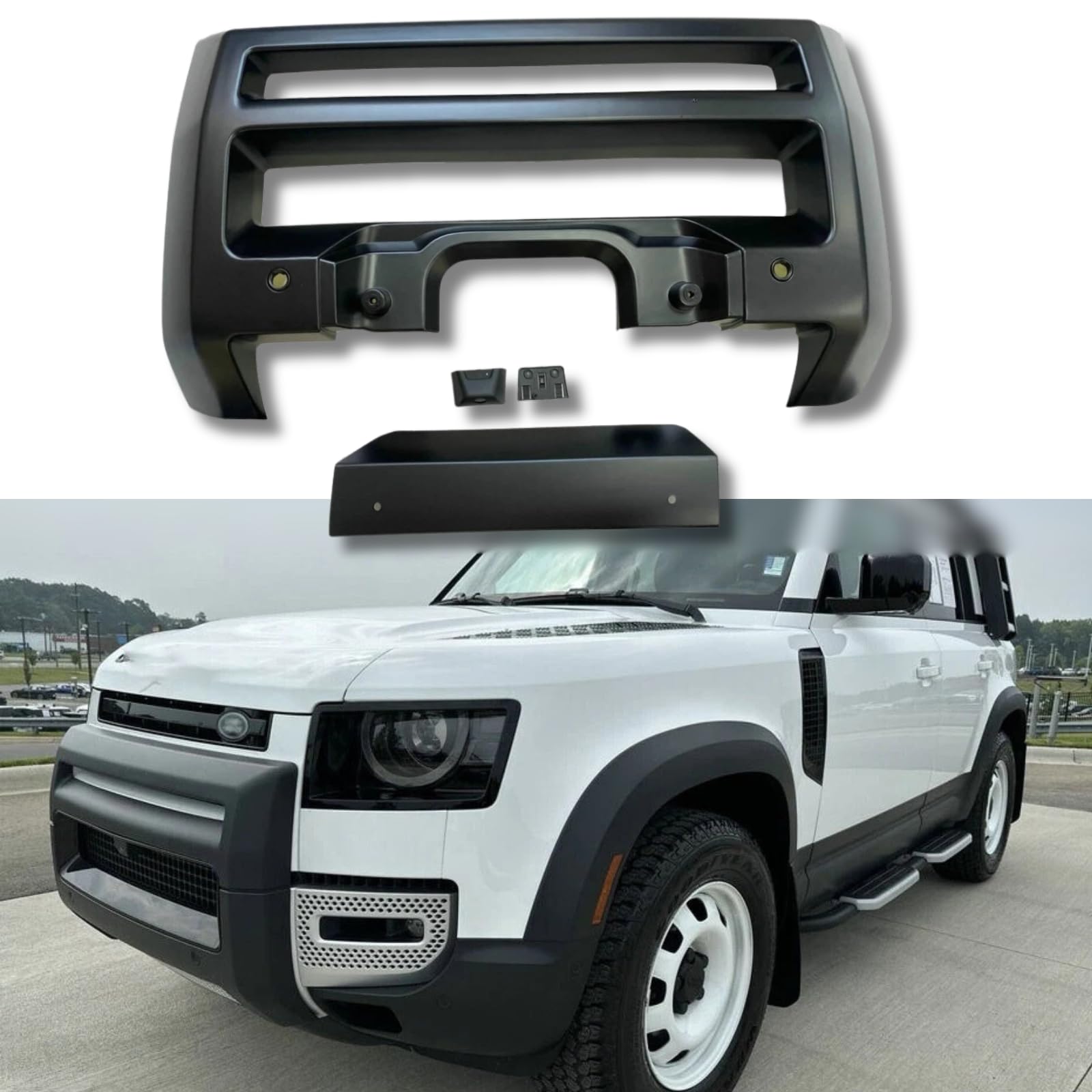Front Bumper Guard Frame Protector Fit For Land Rover Defender 90 110 130 2020 2021 2022 2023 2024 2025 Models Matt Black Plastic Accessory