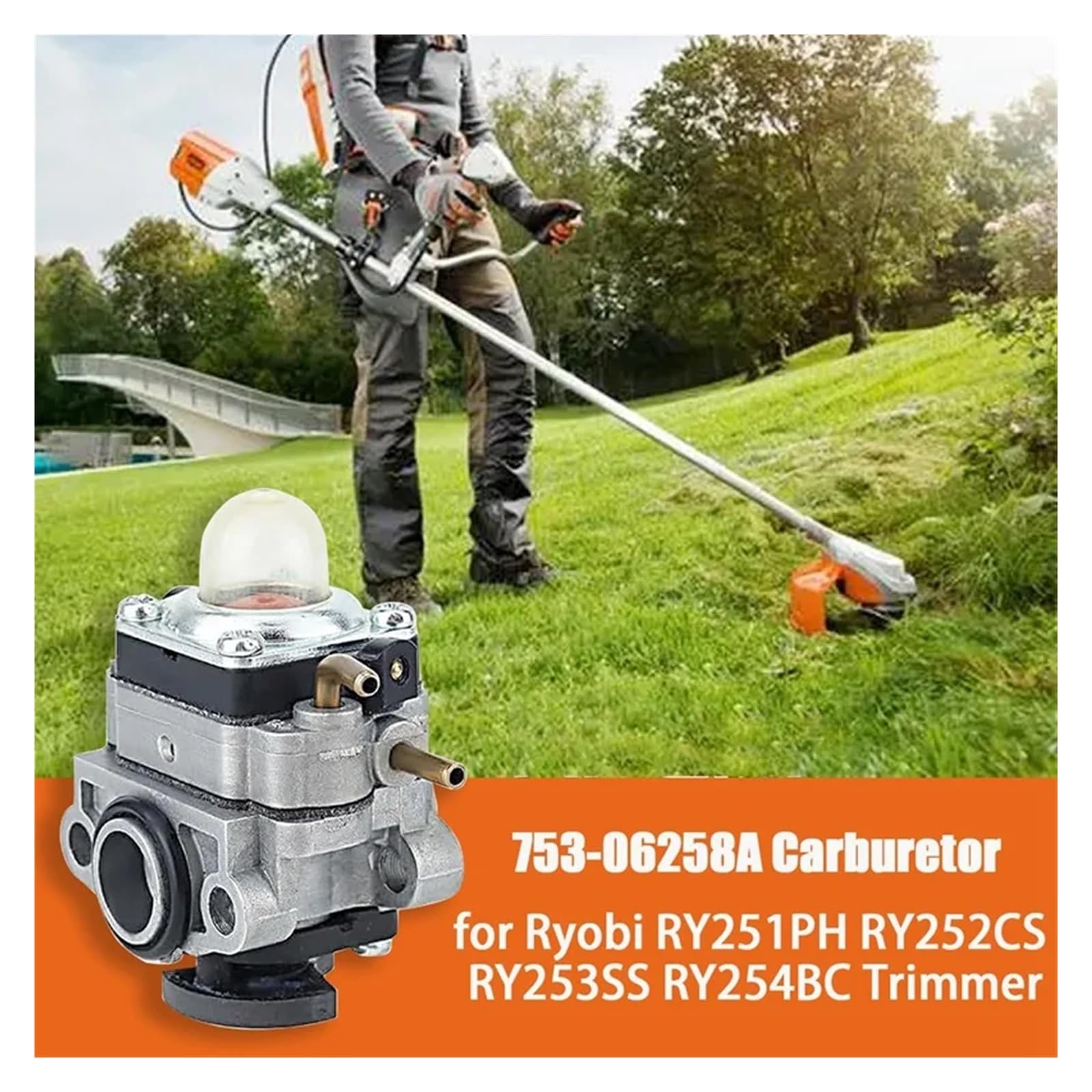 Carburador for desbrozadora de hilo de gasolina de 2 tiempos de 25 cc RY252CS, RY253SS, RY251PH y RY254BC con filtro de aire