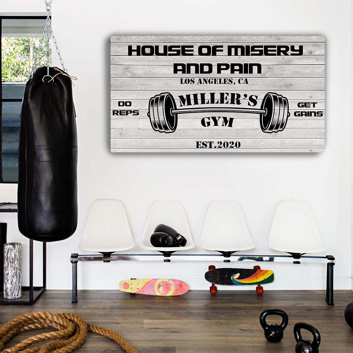 Tailored Canvases Personalized Gym Sign Wall Art Decor - Motivational Canvas for Home Gym, Workout Room, Garage, Fitness Center - Workout