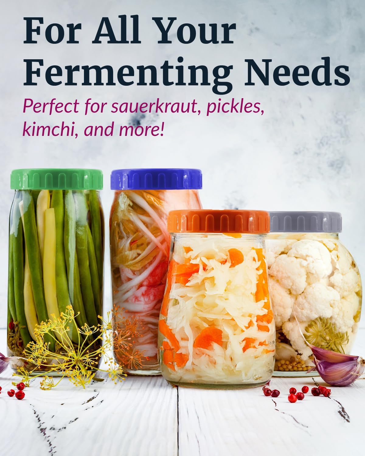 Elementi Fermentation Weight Set of 2 - Easy to Use Glass Fermenting Weights, Perfect Fit for Wide Mouth Mason Jars, Highly Durable Soda-Lime Glass Fermentation Kit for Sauerkraut, Kimchi & More - Image 7