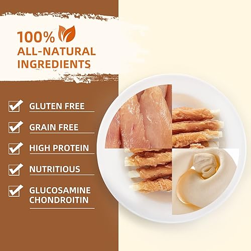 Miniatura 2 de Jungle Calling Golosinas para perros, palitos de cuero crudo envueltos en pollo para perros, deliciosas y nutritivas golosinas de recompensa de