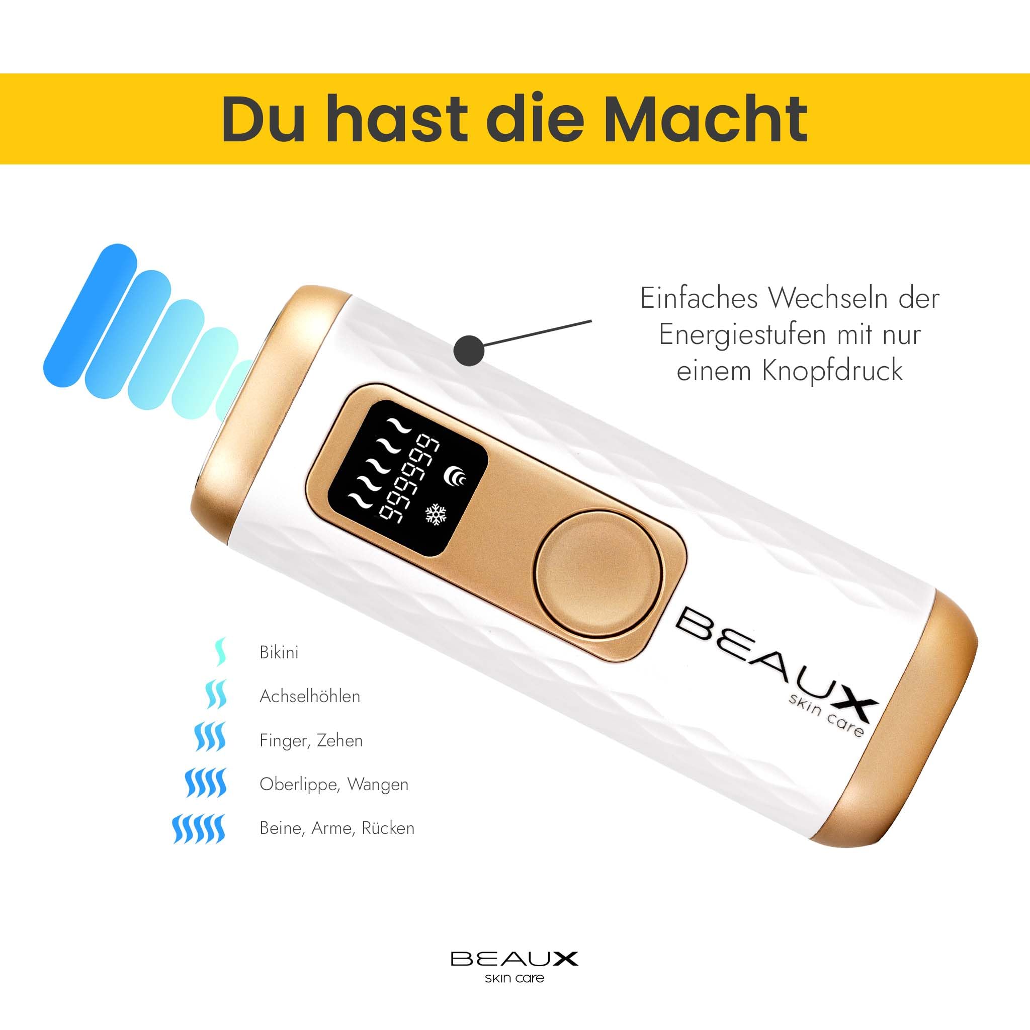 "Flash" IPL Laser Haarentfernung mit Kühlung von I.C.E. + 5 Leistungsstufen für empfindliche Bikinizone, Beine, Wangen, Lippen, Achseln. Frauen, Männer