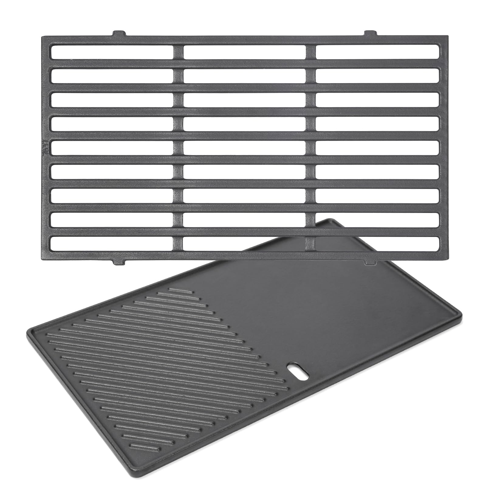QuliMetal 7637 Cast Iron Grill Grate and Griddle for Weber Spirit E210, Spirit 200, GS4 Spirit II 200, Spirit II E-210 Series Grills with Front Control Knobs, 17.5 inch Grill Replacements, 2 Packs