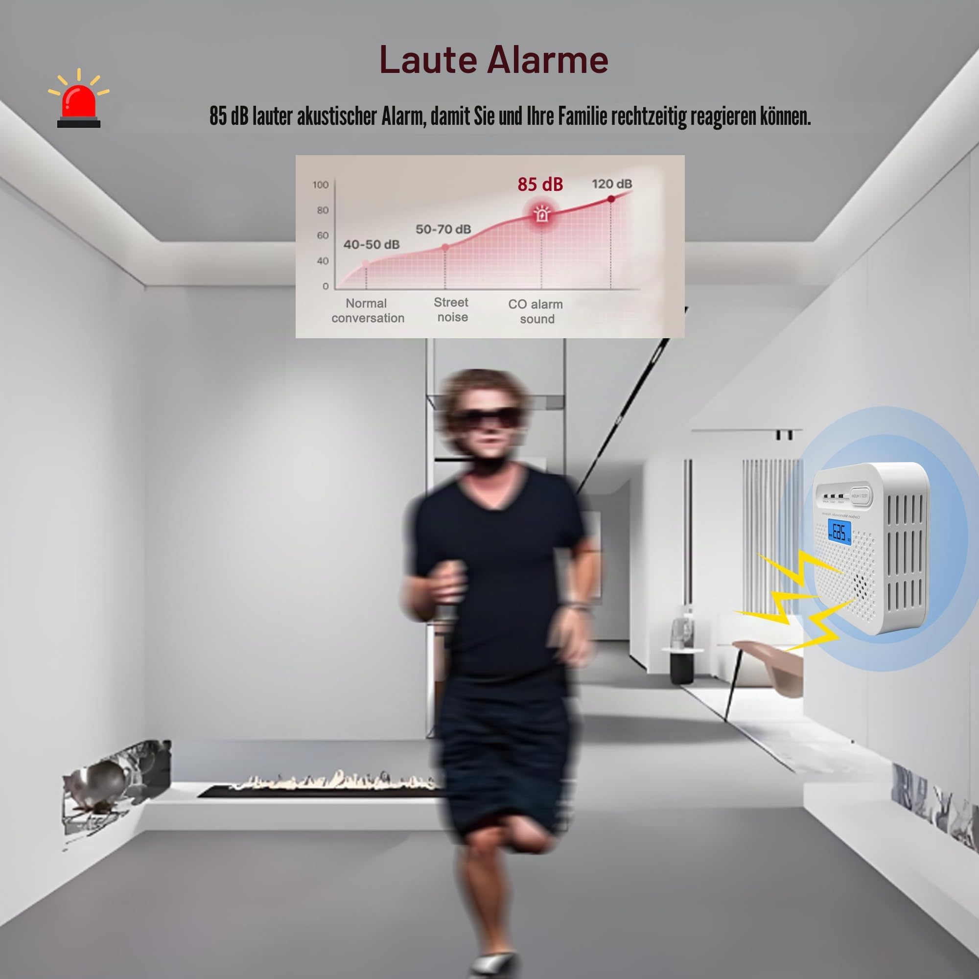 Smart-Kohlenmonoxid-Detektor, WiFi LED Digitalanzeige Kohlenmonoxid-Alarm für zu Hause, APP-Fernüberwachung CO-Alarm-Detektor mit 10 Jahren Batterie, 85 dB Alarm, kompatibel mit Alexa. 2PCS
