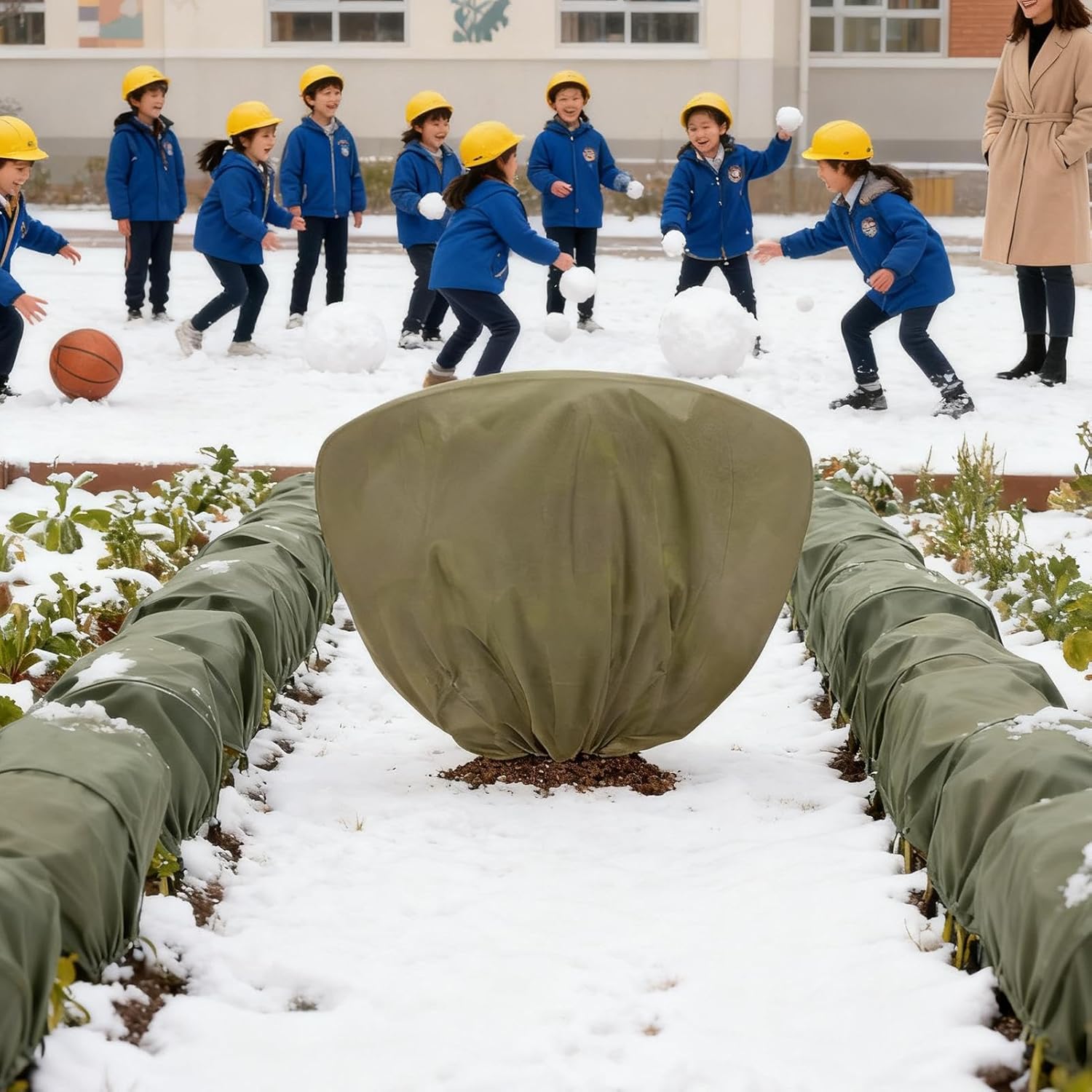 Winter Plant Covers Freeze Protection - 6 Pack Frost Jacket Bags, Non-Woven Fabric Cold Weather Blankets with Drawstring | Reusable Shrub Tree Garden Protector for Outdoor Lawn Potted Fruit Plants