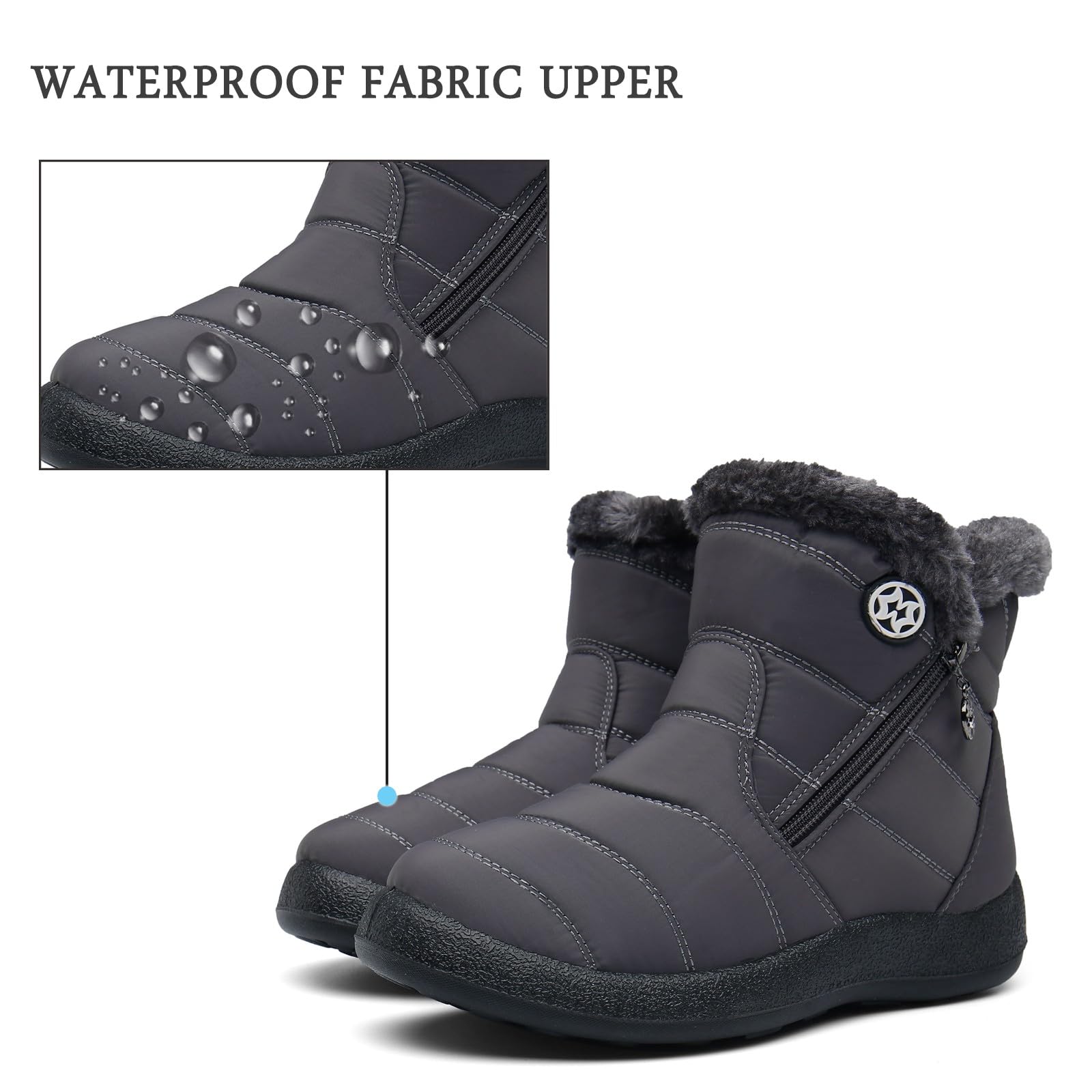 Hsyooes Stivali Donna Invernali Stivaletti Scarpe da Neve | Impermeabili, Foderato Caldo, Scarpe da Inverno, Antiscivolo, Outdoor