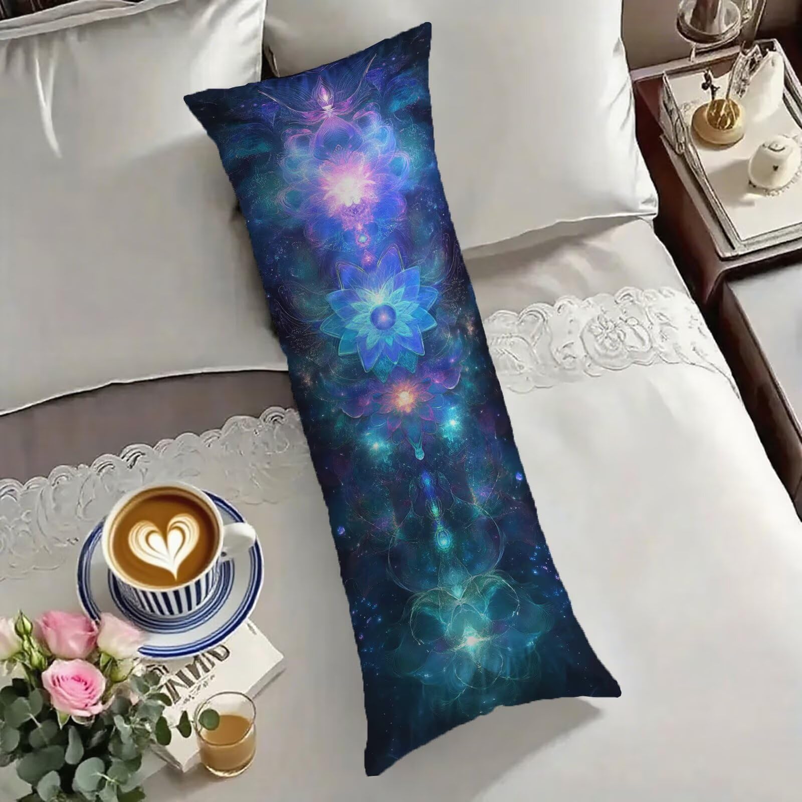 Taie de traversin bleu 60x180 housse coussin décoratif lit o-1666