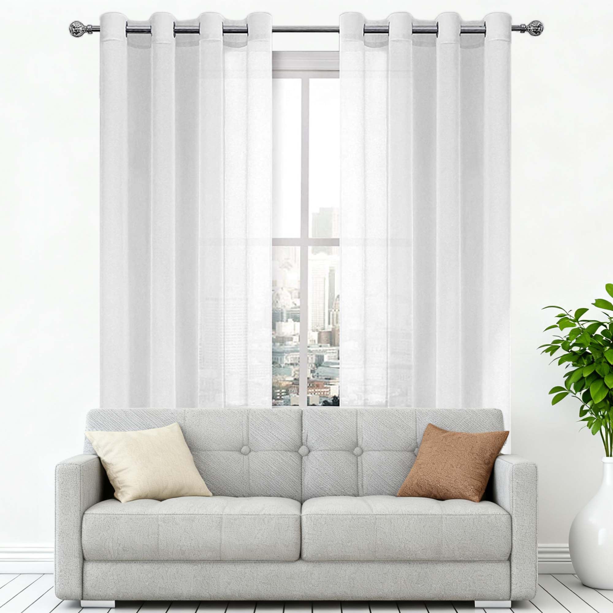 Rideaux Voilages à Oeillets 240 x 220 cm Translucide Voilages Intérieurs a Oeillets Doux et Esthétiques pour Intérieure de Salon Chambre Cuisine Baie Vitrée, Blanc