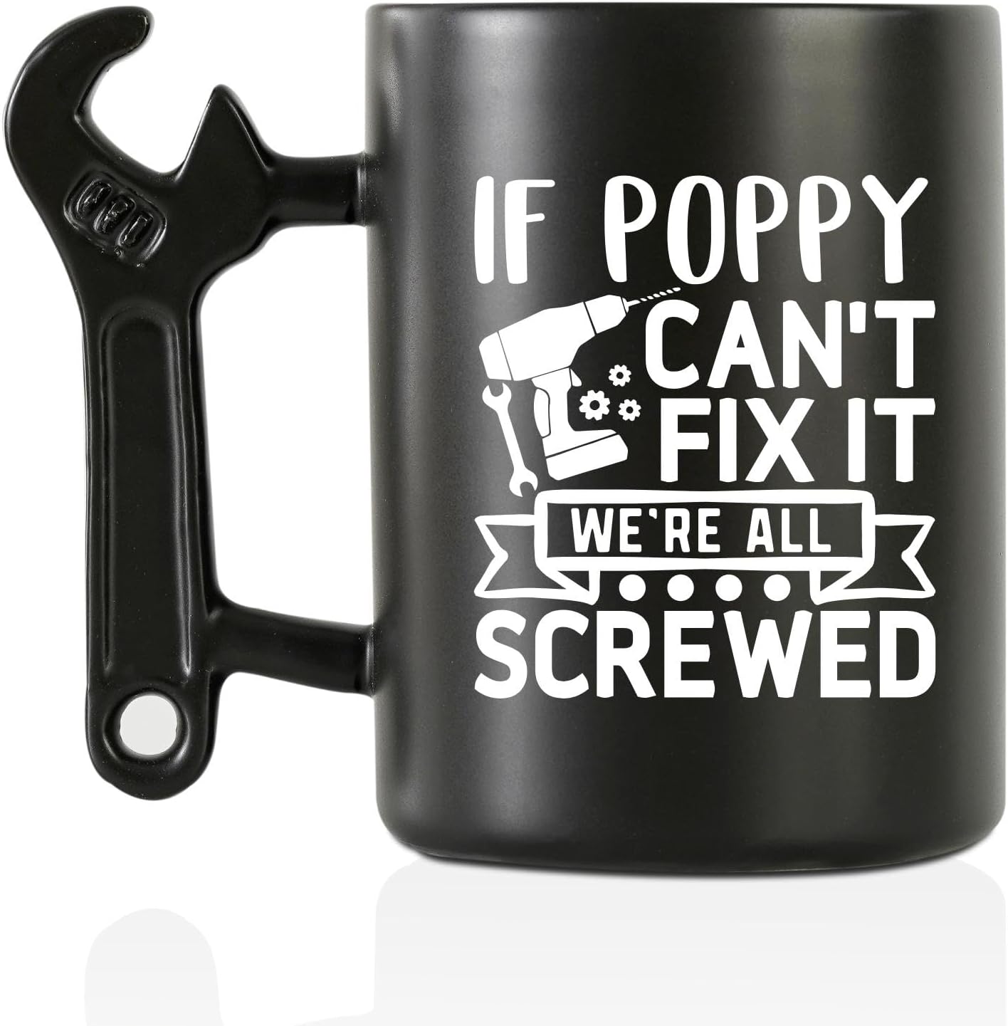 Onebttl Poppy Gifts for Fathers Day, Christmas, Coffee Mug with Wrench Handle, 13.5oz/400ml Funny Mug for Grandpa