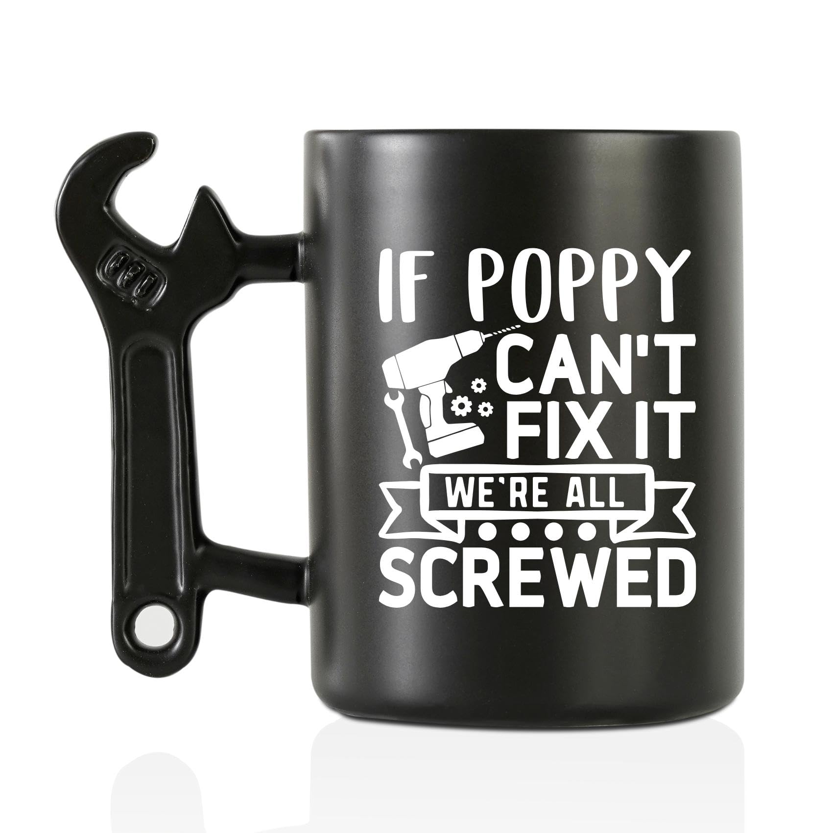 Onebttl Poppy Gifts for Fathers Day, Christmas, Coffee Mug with Wrench Handle, 13.5oz/400ml Funny Mug for Grandpa