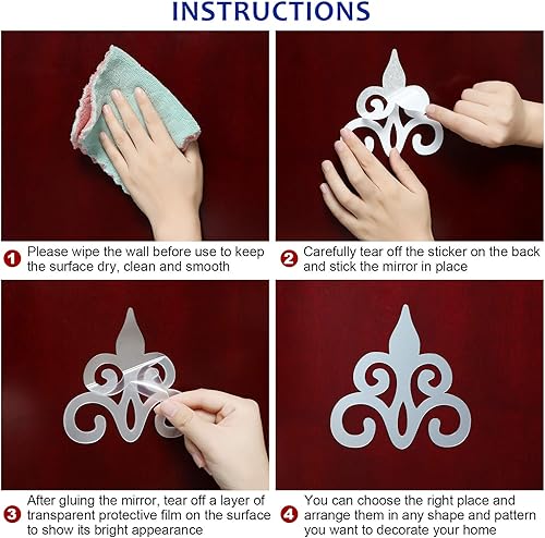 Miniatura 5 de Zonon 32 calcomanías acrílicas de espejo para pared, calcomanías de decoración del hogar, espejo plateado, decoración de pared para sala de estar,