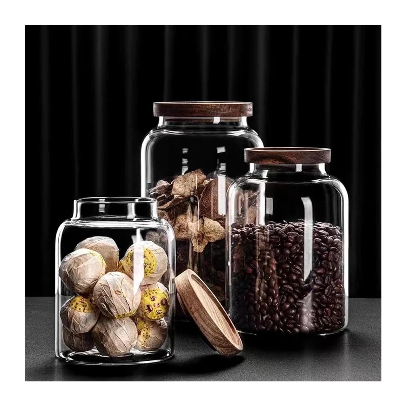 Tarrinas de cristal con tapa, Tarro de Vidrio Transparente con Tapa for Frutas Secas, Nueces, Paquete 2, 1200/2000/3000ml(2000ML)