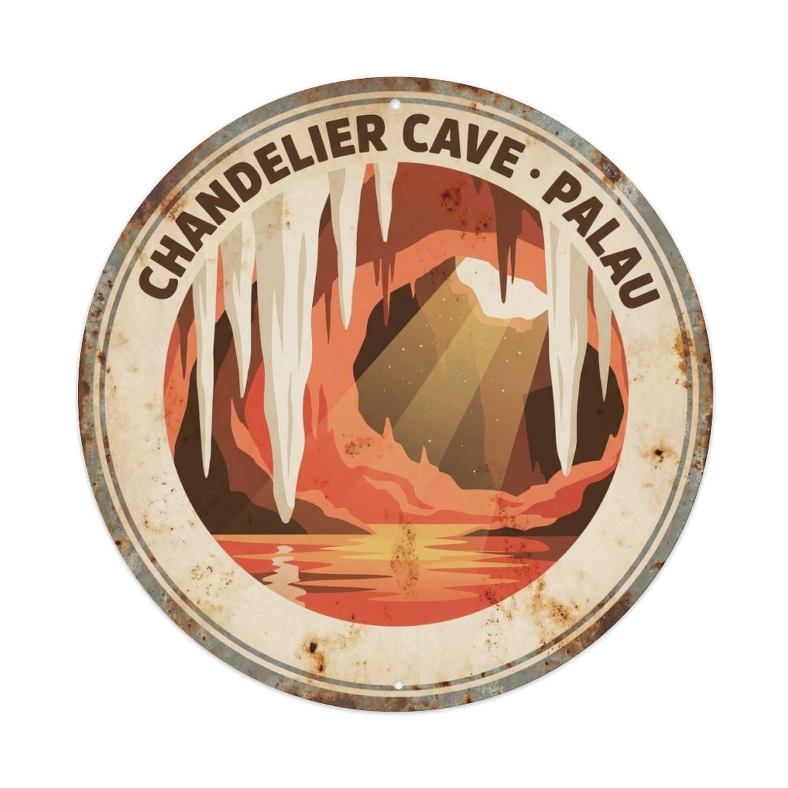 Olyhtr 8X8inch Classic Style Palau Chandelier Coral Ivory Vintage Reef Diving Metal Tin Sign