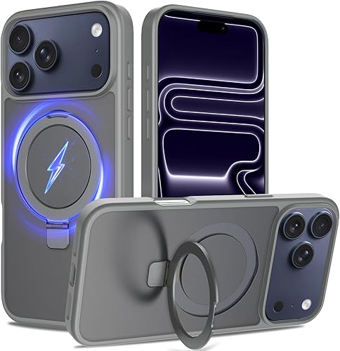 Miniatura 13 de Funda con soporte ultra magnético para iPhone 17 Pro Max [protección militar contra caídas] [compatible con MagSafe] a prueba de golpes, translúcida