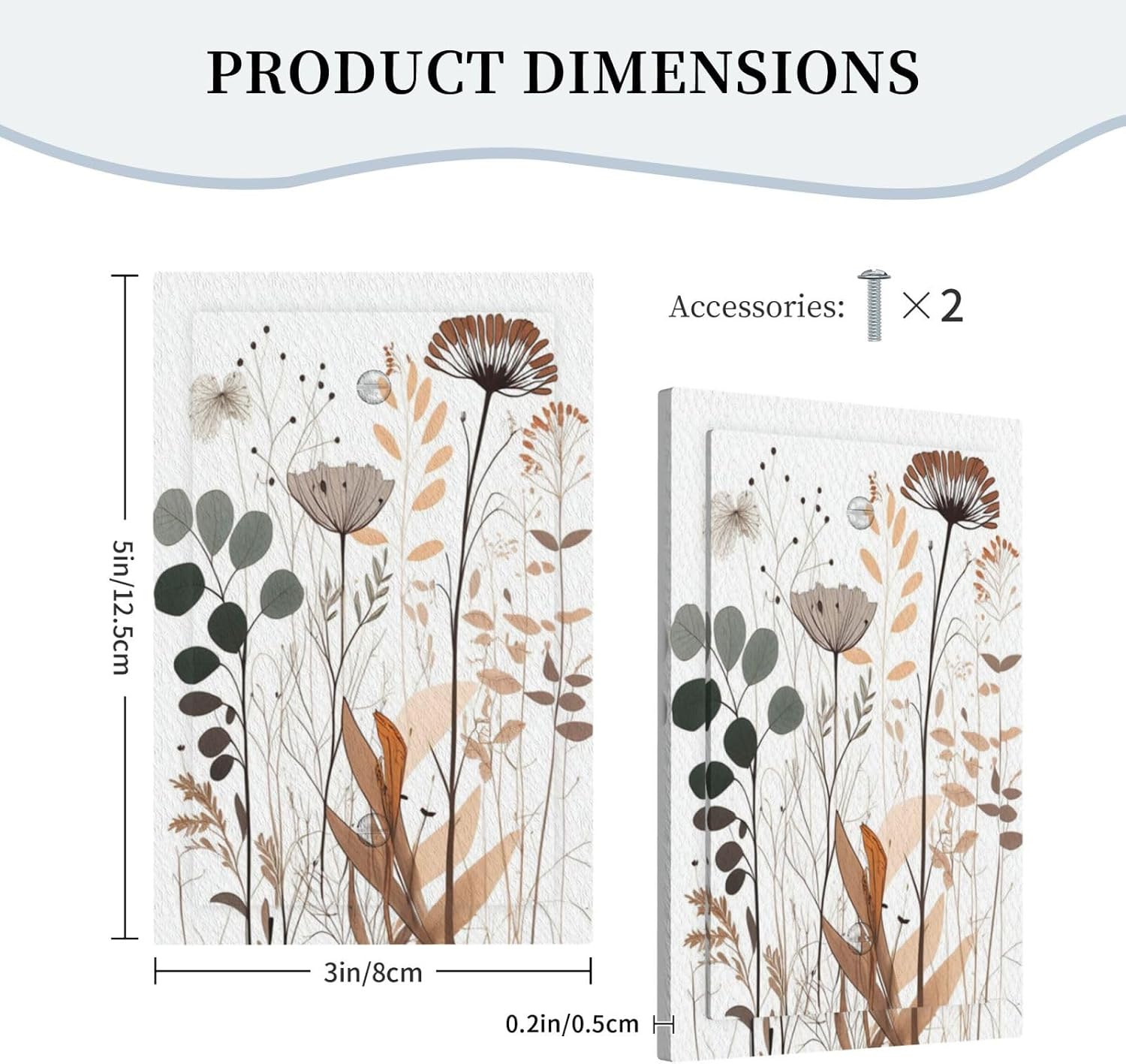 Decorative Light Switch Plate Covers Modern Minimalist Floral Boho Wildflowers 1 Gang No Device Single Blank Outlet Covers Wall Plate Light Switch Cover Plate for Bedroom Home Decor image 2