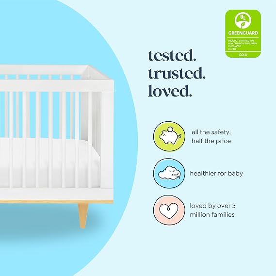 daVinci Marley 3-in-1 Convertible Baby Crib - GREENGUARD Gold Certified Convertible White Finish & Natural Legs Baby Crib to Toddler Bed, Daybed - Easy to Assemble - with 4 Adjustable Mattress Heights