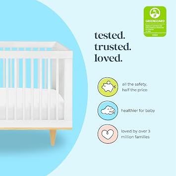 daVinci Marley 3-in-1 Convertible Baby Crib - GREENGUARD Gold Certified Convertible White Finish & Natural Legs Baby Crib to Toddler Bed, Daybed - Easy to Assemble - with 4 Adjustable Mattress Heights