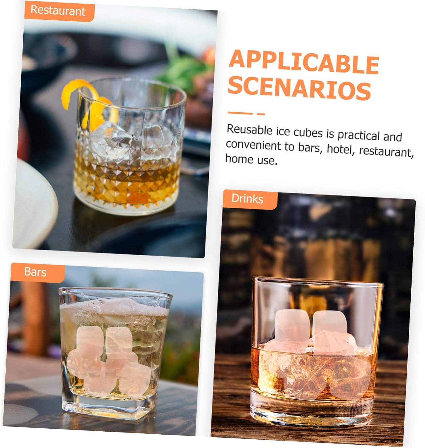6pcs Reusable Quartz Whiskey Stones for Drinks Elegant for Chilling Cocktails Enhancing Your Bar for
