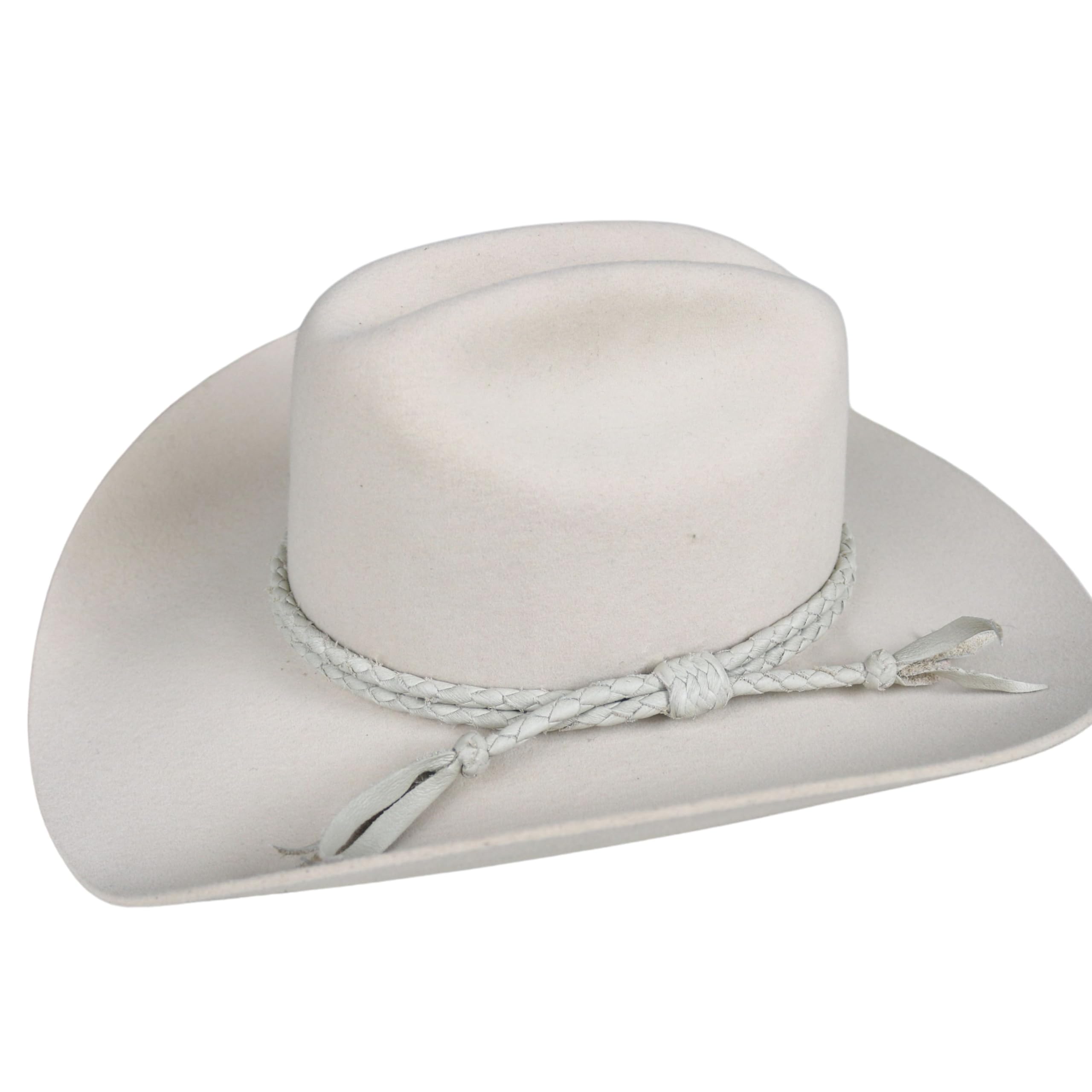 Braided Leather Off-White Hat Band for Cowboy Hat – Adjustable Western Hat Accessory for Men and Women