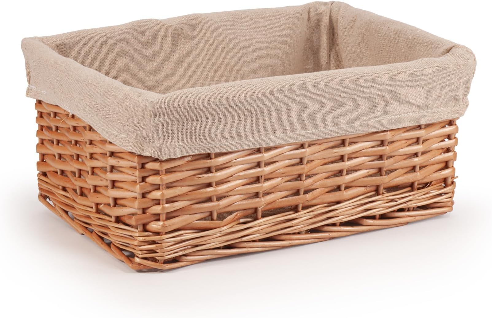 Woodluv Willow Wicker Storage Basket for Shelves, Gift Hamper Basket, Multi-purpose Decorative Organiser Baskets, Medium - Natural