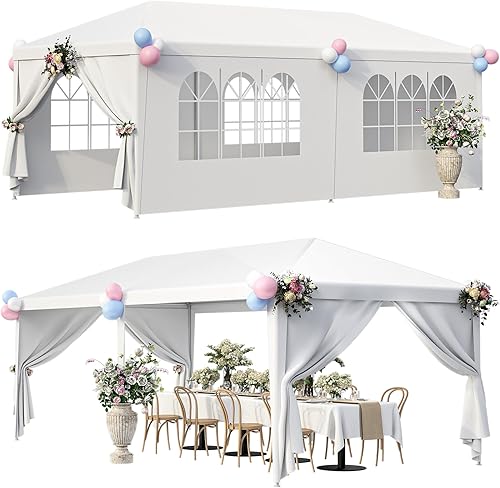 Miniatura 8 de JupiterForce Toldo de 10 x 20 pies para fiesta de boda, campamento, refugio, con paredes laterales extraíbles, tienda de campaña resistente,