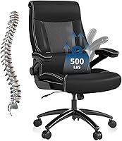 Vista 8 de Silla de oficina ergonómica grande y alta, silla de escritorio ejecutiva de piel sintética de 500 libras con soporte lumbar y reposabrazos