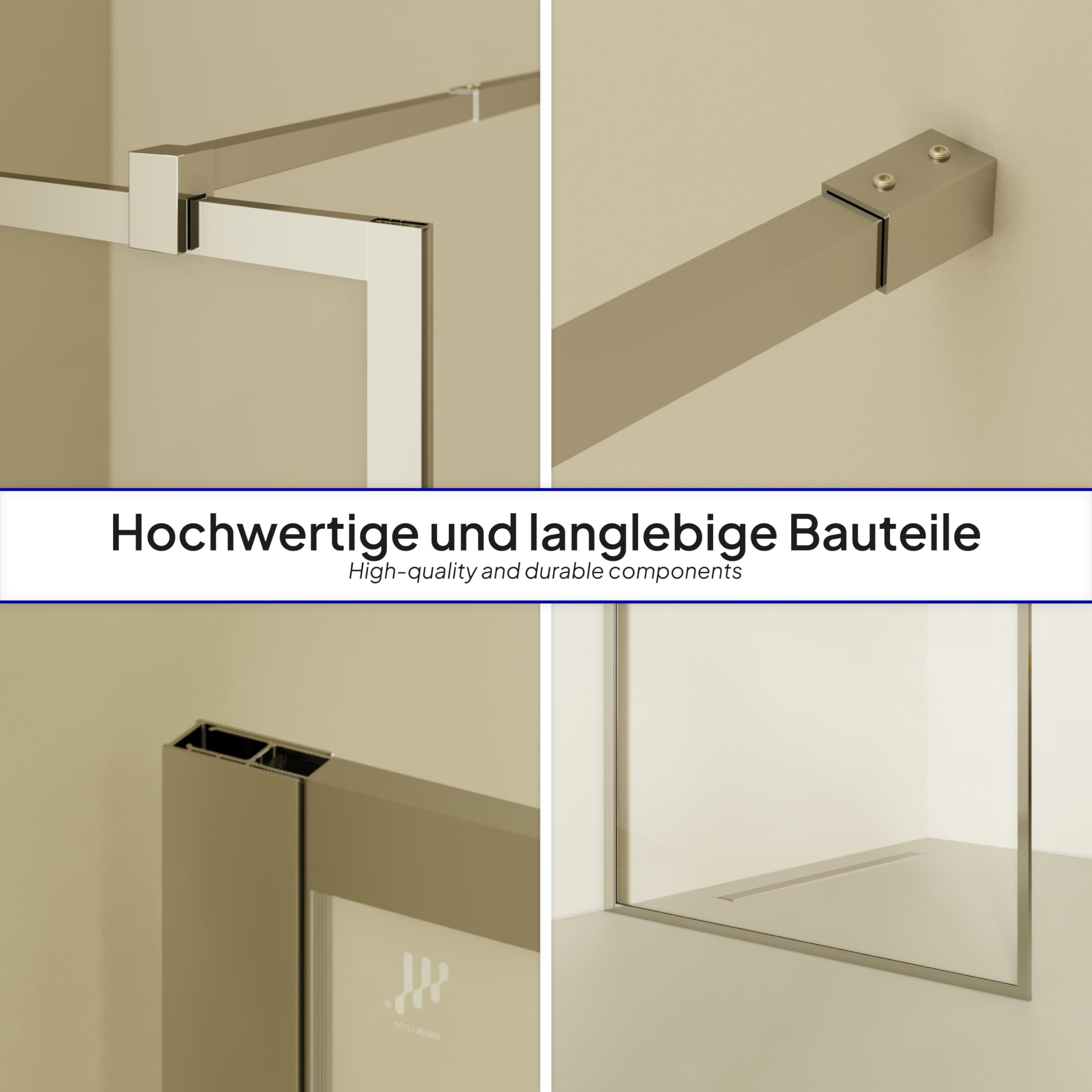 Stały panel prysznicowy z przodu, Walk In Gianna 80x200 cm - ścianka działowa z przezroczystego szkła hartowanego 8 mm, chromowana rama aluminiowa i drążek ze stali nierdzewnej