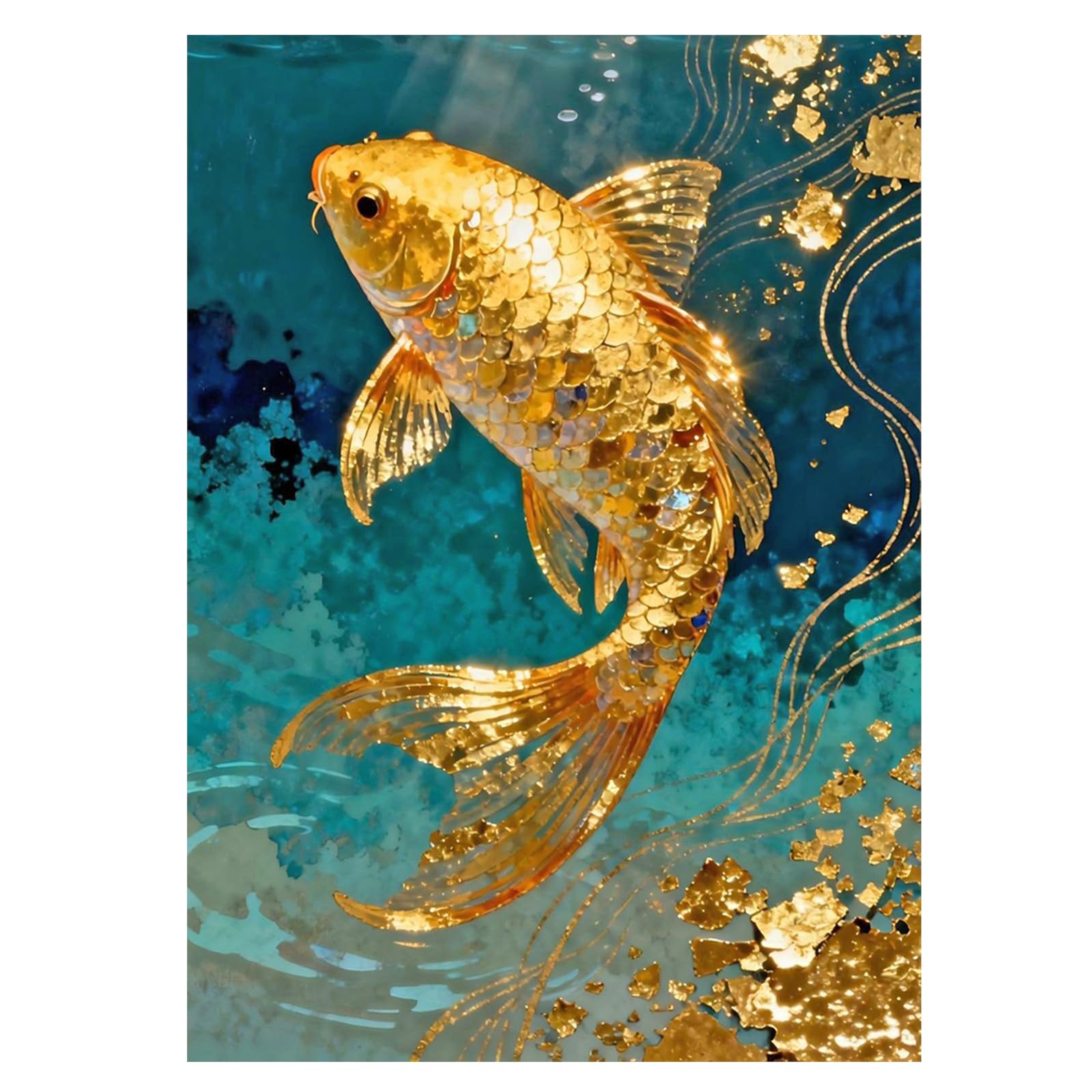 JISHSHAY 初心者向けダイヤモンドアート 魚 ビーズアート 動物 手作りキット 大人向け ダイヤモンド アート 錦鯉 ダイアモンドアート ダイヤモンドペインティング ダイヤモンドビーズ diamond painting モザイクアート 30x40cm 四角