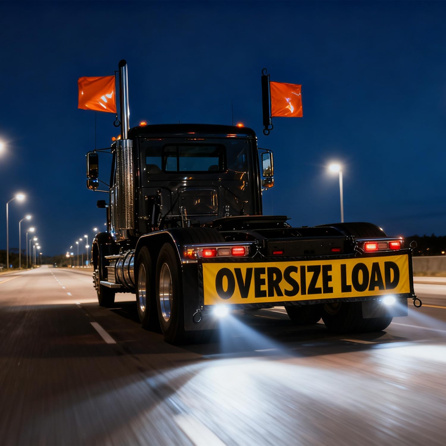 2 Pack Oversize Load Banner for Trucks & Pilot Cars, 4 Red Warning Flags with Bungee Hooks & Metal Hooks, Heavy Duty Mesh Wide Load Signs for Trailers/Semis, 18" x 84"