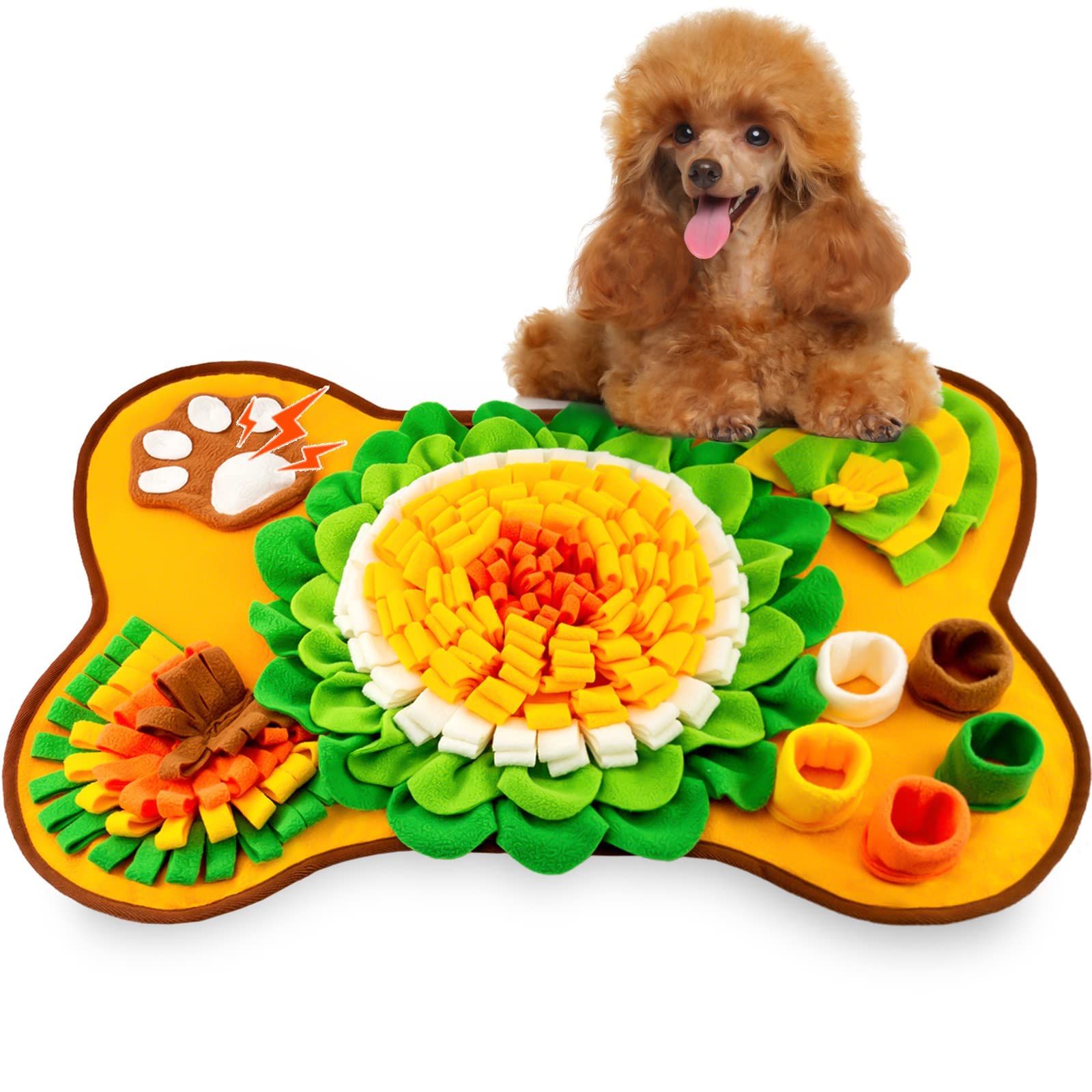 Snuffle Mat for Dogs, Pet Snuffle Mat for Small and Medium Dogs, Interactive Sniff Mat Feeding Mat for Puppies, Slow Feeder Dog Treat Mat for Training and Stress Relief, Dog Nose Training Sniffing Pad for Large Small Medium Pets