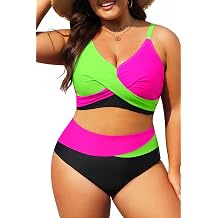 Tempt Me Plus Size Two Piece Swimsuit - Women High Waisted Bikini Set Tummy Control Bathing Suits