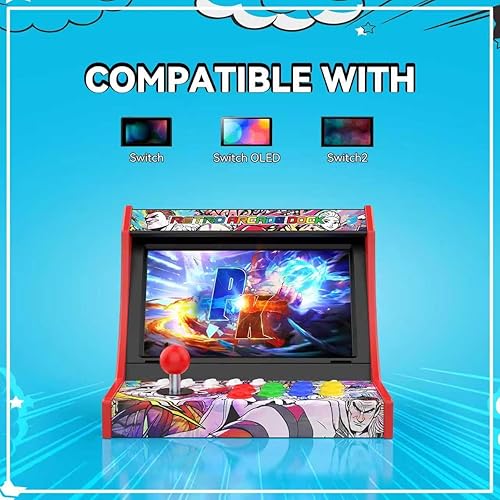 Miniatura 2 de Palanca de Arcade Retro para Switch 2/OLED/Switch, Mini Gabinete de Máquina Arcade con 12 Ranuras para Tarjetas de Juego y Tarjeta SD, Soporta Turbo