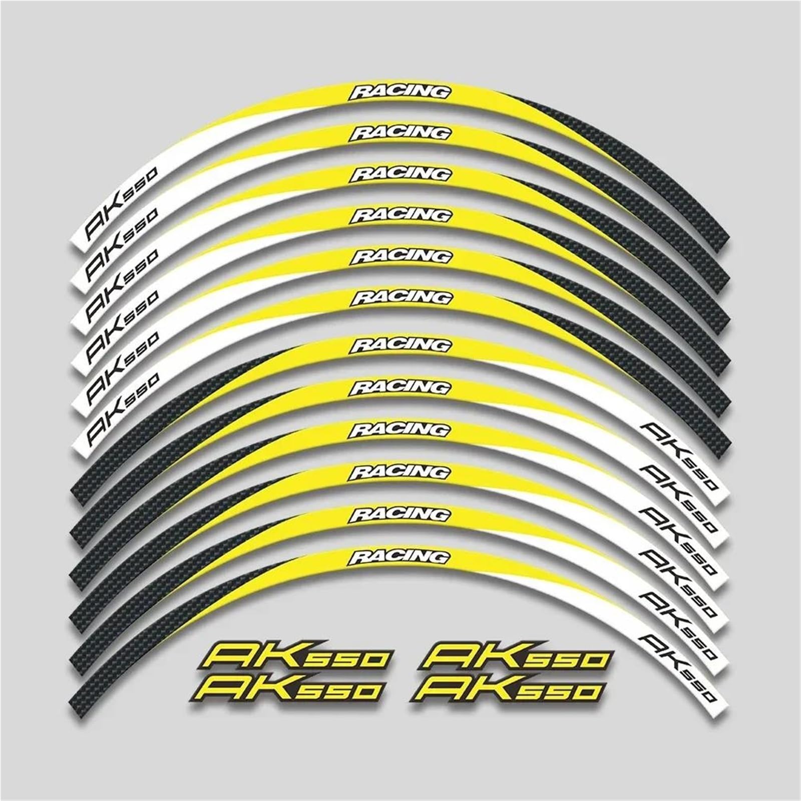 Decorative Stickers Motorcycle Accessories Rim Tire Waterproof Decorate Decals Set for KYMCO AK550 AK 550 Stickers Wheel Hub Reflective Stripe(Yellow)