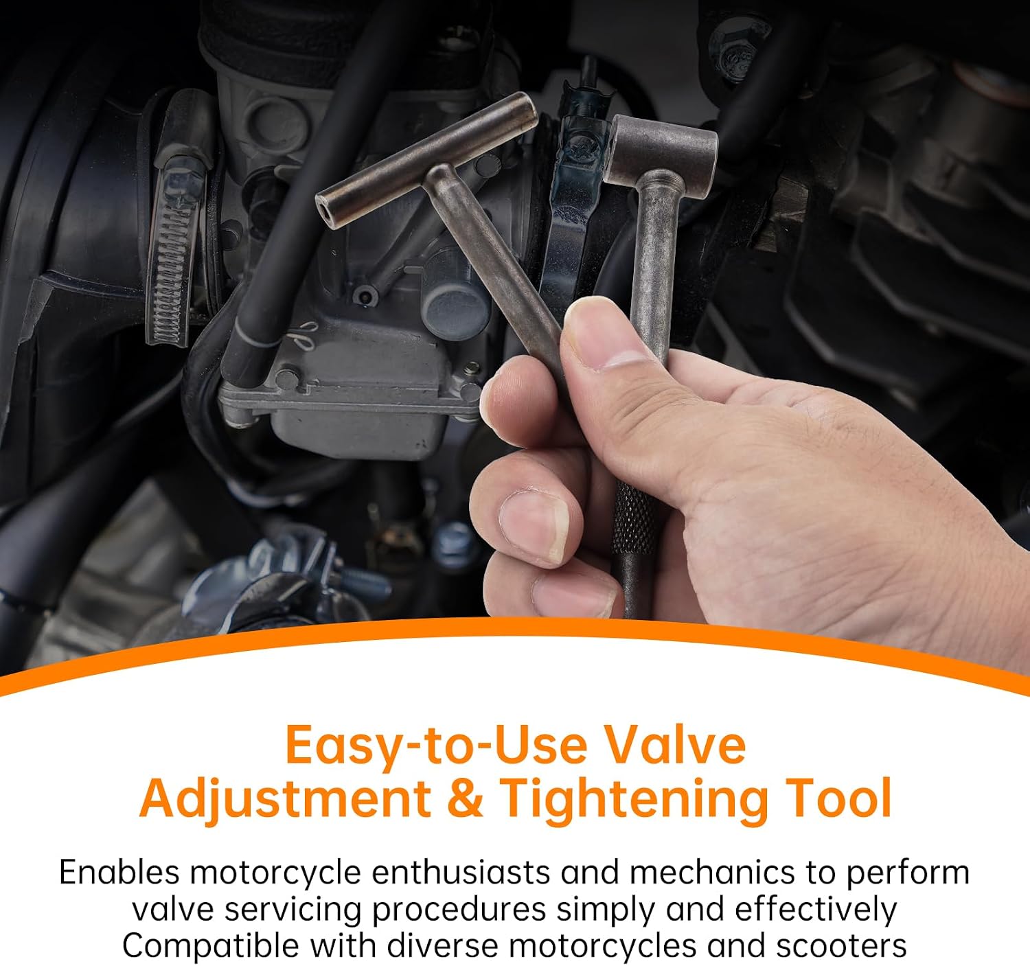 Windance 4pcs Motorcycle Engine Valve Adjusting Tool Kit Valve Hexagonal Square Hole Tool Straight Feeler Gauge Offset Feeler Gauge, Valve Screw Adjusting Wrench Anti Rotation Pin Adjustment Tools Set