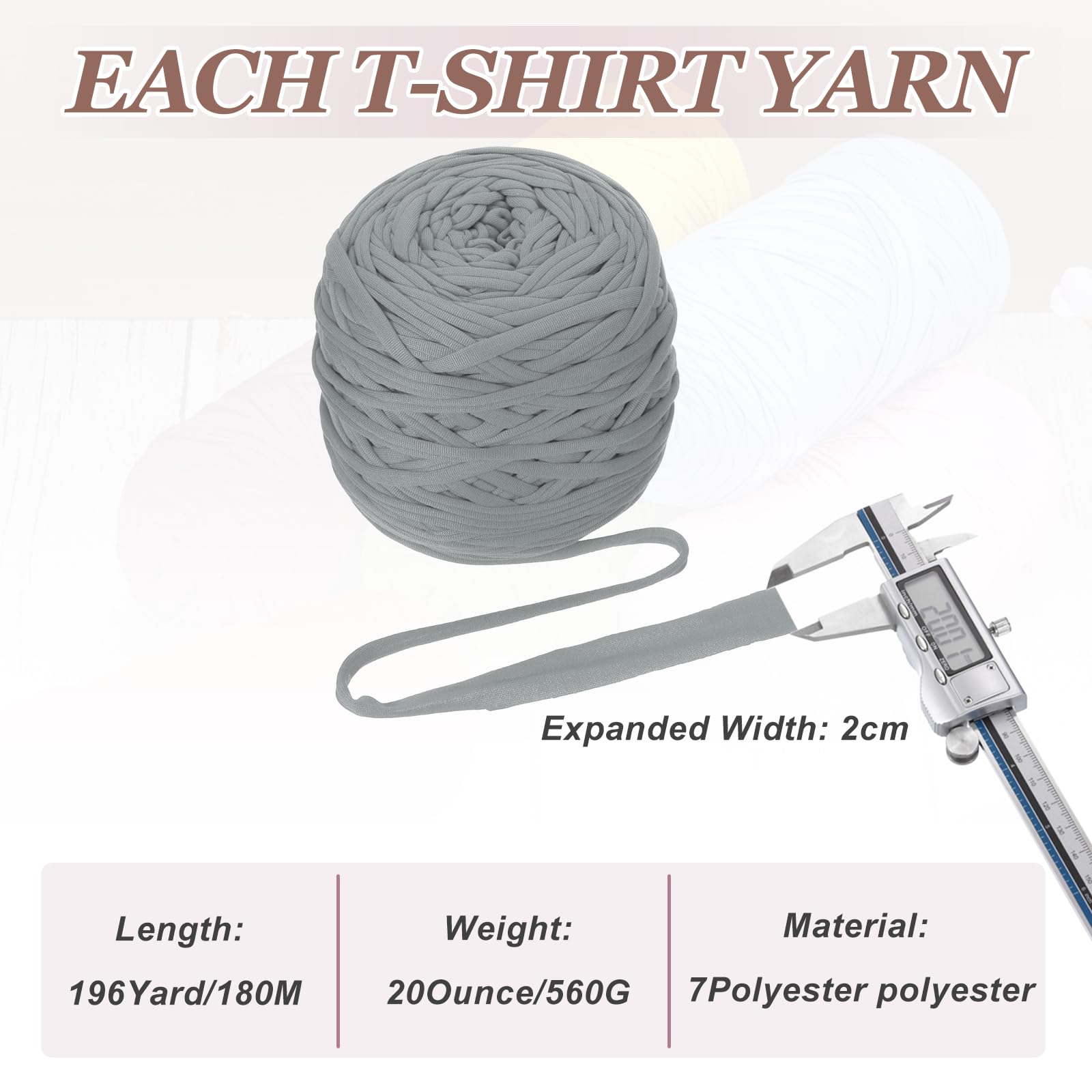 PATIKIL T-Shirt Yarn for Crocheting with 1 Crochet Hook - Image 2