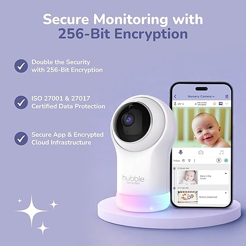 Miniatura 7 de Hubble Connected Nursery Pal Glow Smart Connect, monitor de bebé habilitado para Wi-Fi, vista desde teléfono inteligente compatible