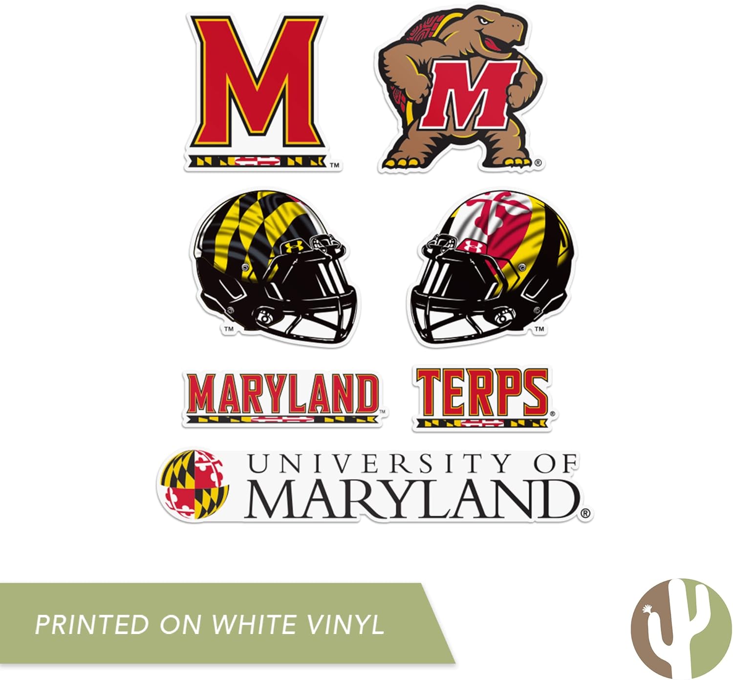 Desert Cactus University of Maryland Sticker Terrapins UMD Terps Vinyl Decals Laptop Water Bottle Car Scrapbook Sheet T2 (Type 2) - Image 5