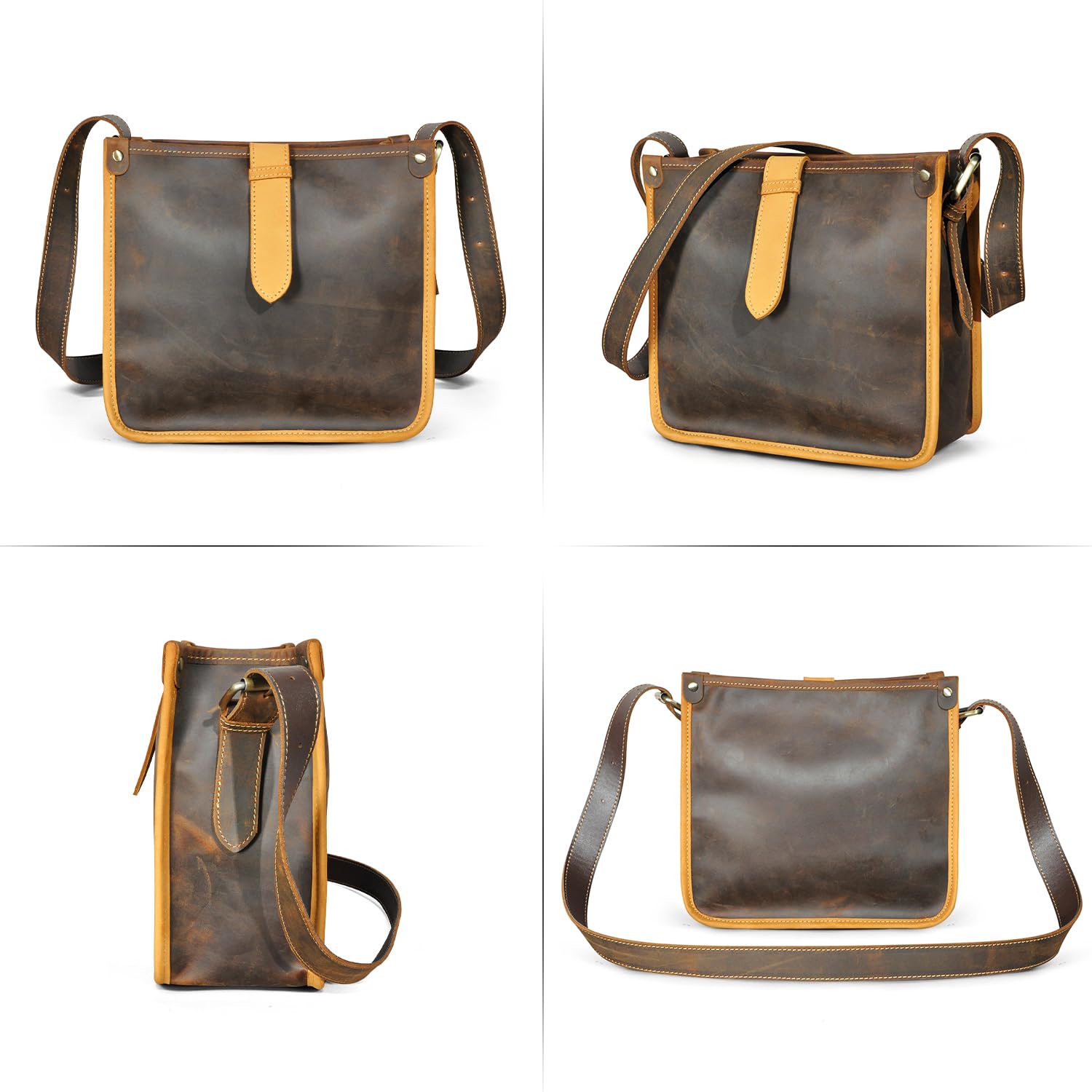 Bolso, grueso, cuero, piel de caballo loca, bolso de viaje, bolso de compras, bolso de hombro superior, mujer 6640