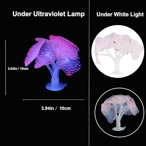Miniatura 5 de Paquete de 4 plantas de silicona para decoración de peceras brillantes con simulación de lechón brillante, anémona de mar de coral, fluorescencia,