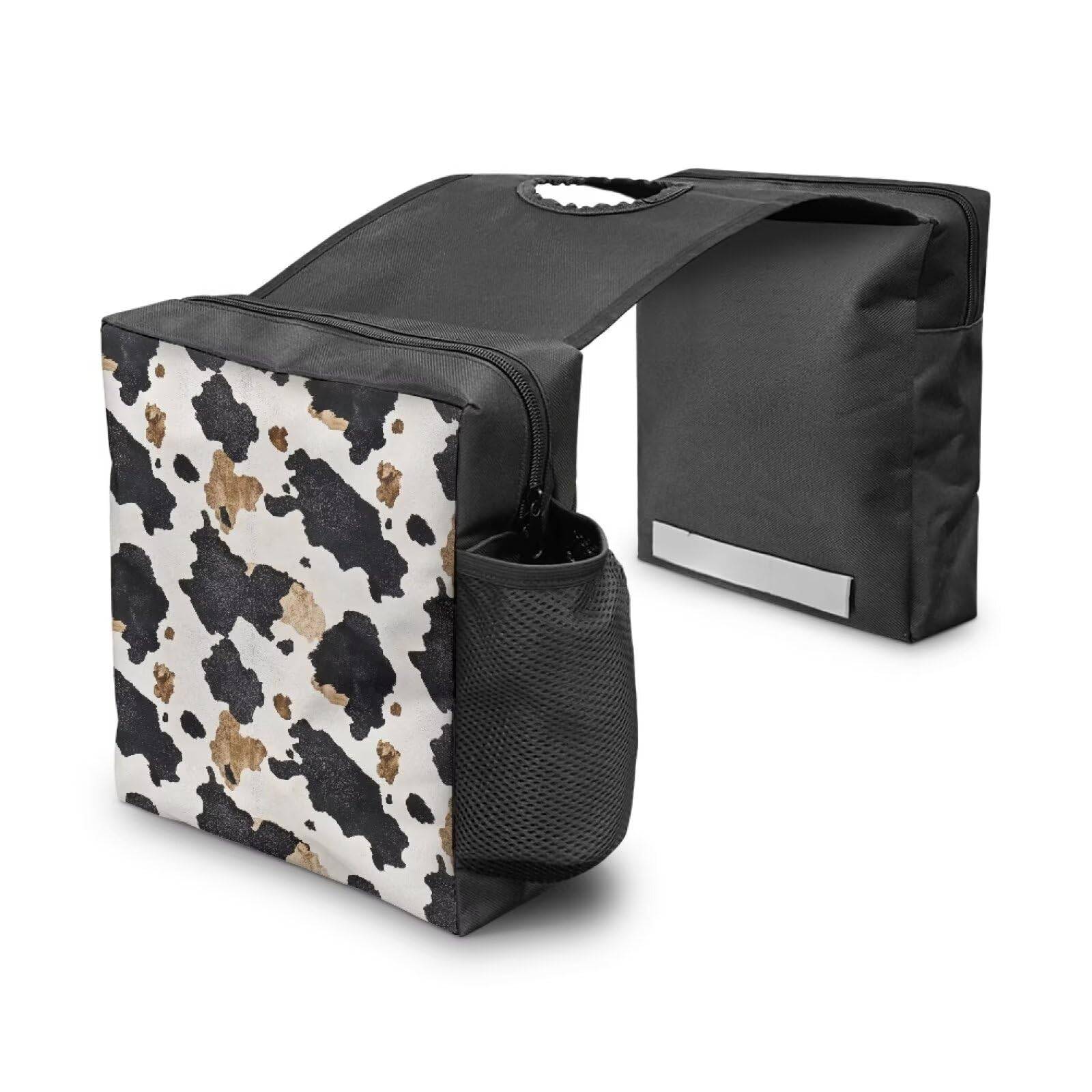 Pirexcny Cow Print ATV Storage Bags Tank Bag UTV Hanging Storage Bag Cargo Pocket Tank Storage Bags Compatible with Sportsman Rancher Foreman Scrambler Kodiak Grizzly Arctic Cat