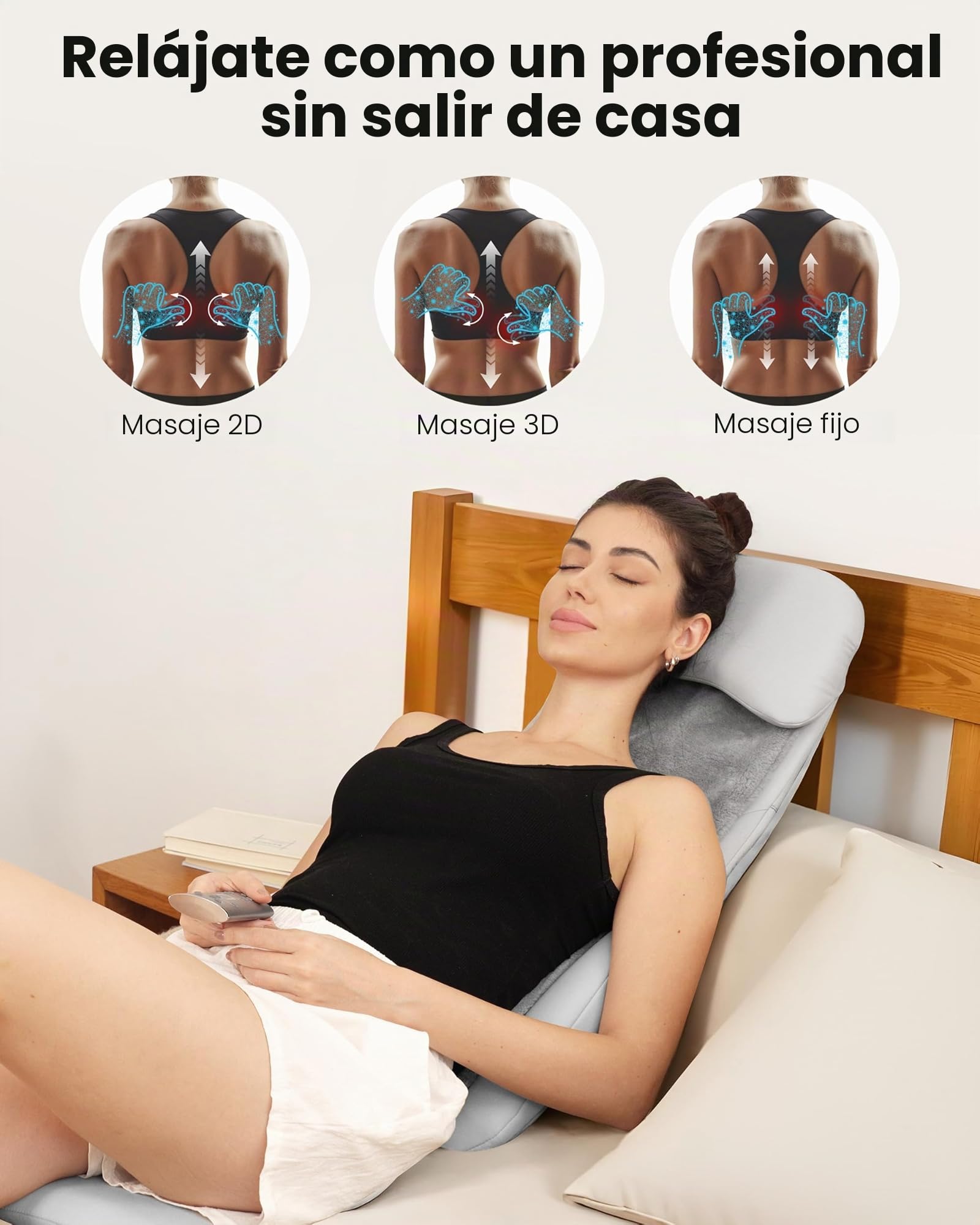 COMFIER Funda para Asiento de Masaje Shiatsu, Masajeador Cervical y Espalda, Colchoneta de Masaje con Función Calor, 3 Intensidades, para el Hogar y la Oficina