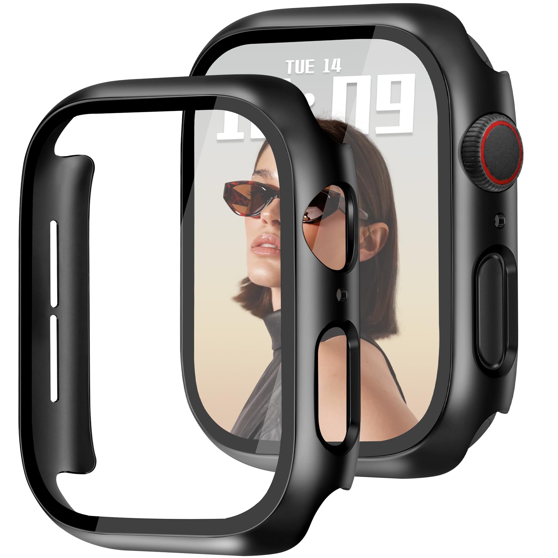 Newlibery 40mm Case Compatible with Apple Watch Series 6/5/4/SE/SE2/SE3 with HD Tempered Glass Screen Protector, Hard PC Case Full Coverage Protective Anti-Scratch Bumper Face Cover for iWatch, Black-image-49