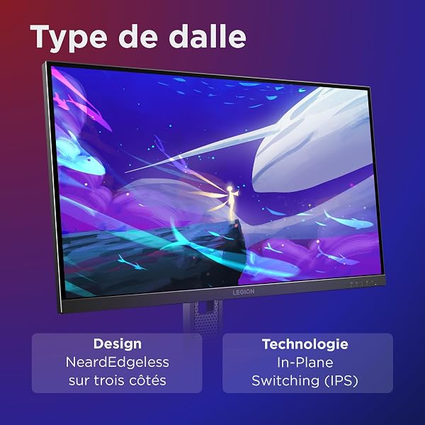 Lenovo Legion 27Q-10 - Écran Gaming de 27" QHD avec Eyesafe (IPS, 240Hz, 0.5ms, 2xHDMI+DP, AMD FreeSync Premium) - Inclinable et réglable en Hauteur - Noir - 5