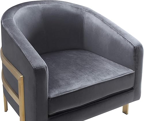 Miniatura 20 de Iconic Home Monte Accent - Silla de club elegante y elegante de terciopelo con acabado de latón cepillado, marco de acero inoxidable moderno y Negro